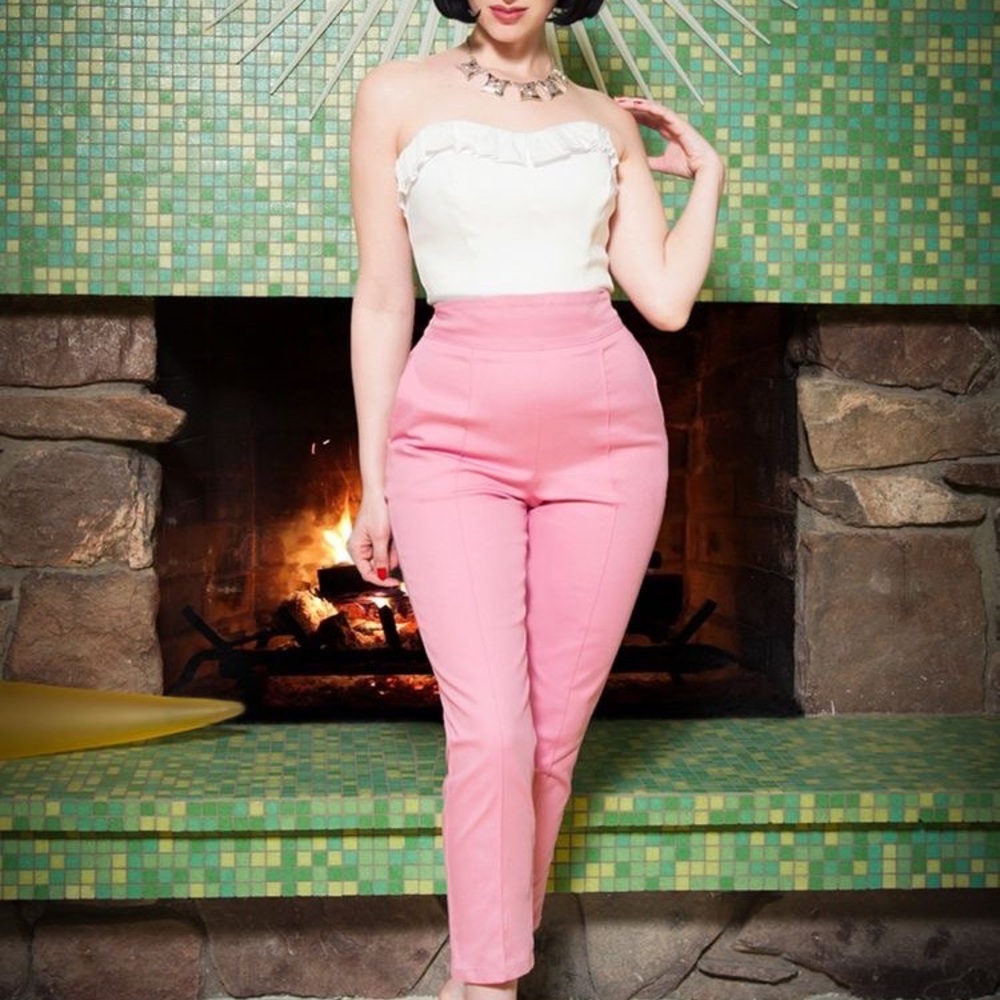 Pinup Girl Clothing. Laura Byrnes pink trousers size L